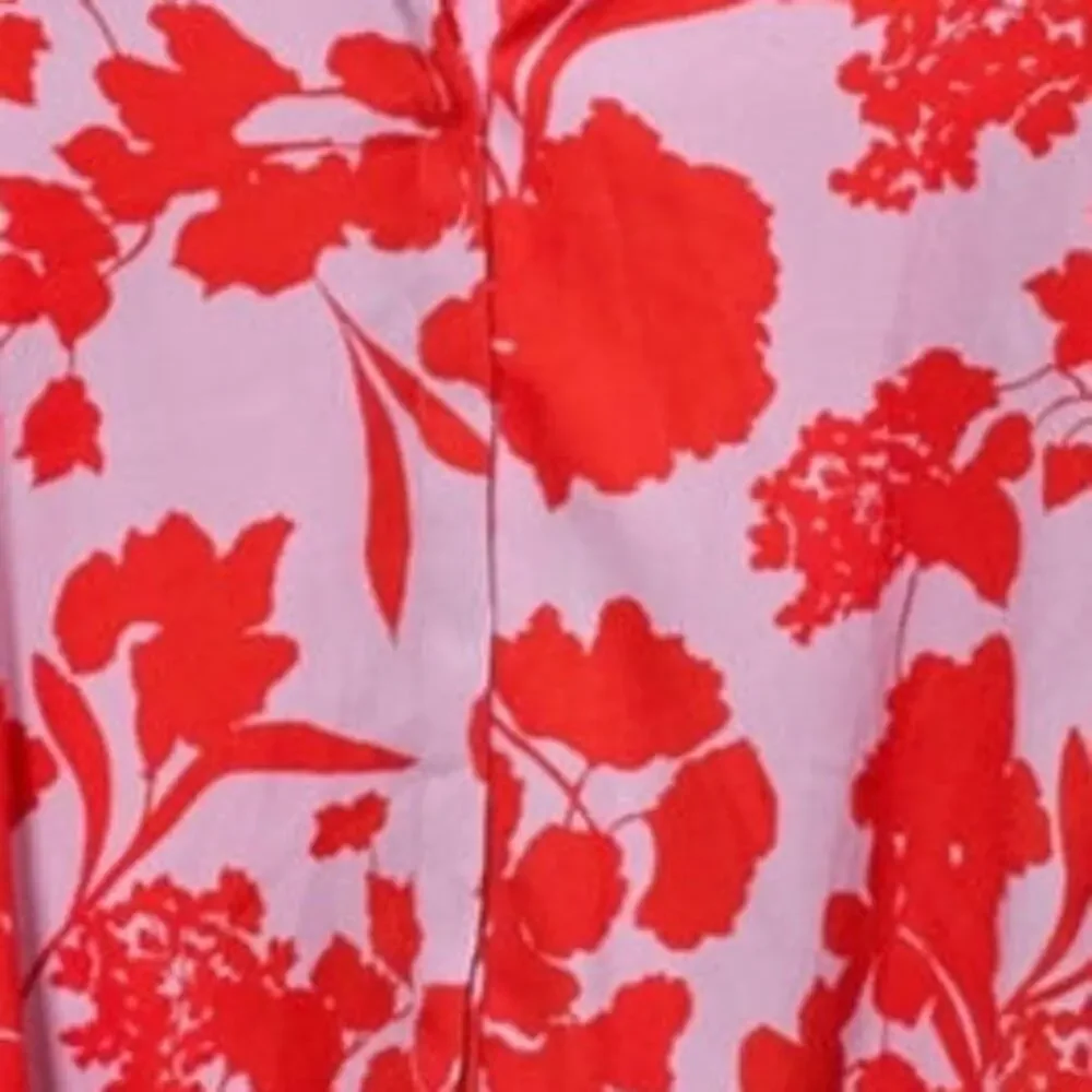 Halogen Button-Up Blouse Women's Size 1 (L) Pink Orange Floral Maximalist Boho - Picture 4 of 7